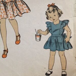 1940s child’s dress sewing pattern Du Barry 5643, Girl's 2, chest 21"